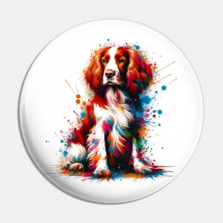 Welsh Springer Spaniel in Colorful Splash Art Pin