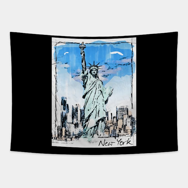 NEW YORK Manhattan The Bronx Brooklyn Queens Staten Island - Pop Art Tapestry by raaak