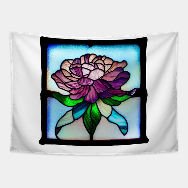 Stained Glass Window Peony Flower Tapestry by Journey2JoyCreations