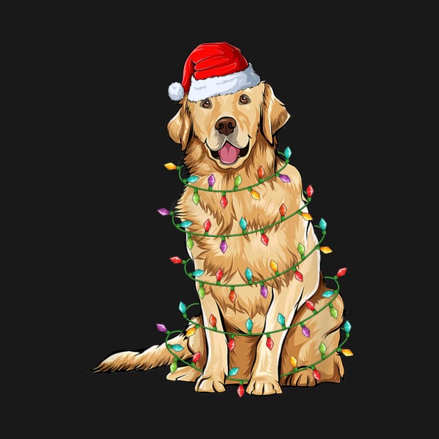 Golden Retriever Christmas Lights Xmas Dog Lover by Magazine