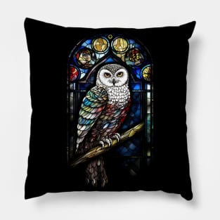 Stained Glass Style Majestic Owl Sitting Pillow