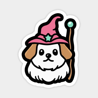 Maltese Dog Wizard Dog Owner Retro Funny Dog Magnet