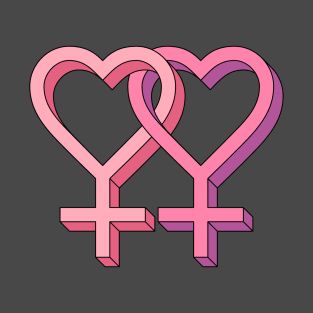 Lesbian Linked Hearts T-Shirt
