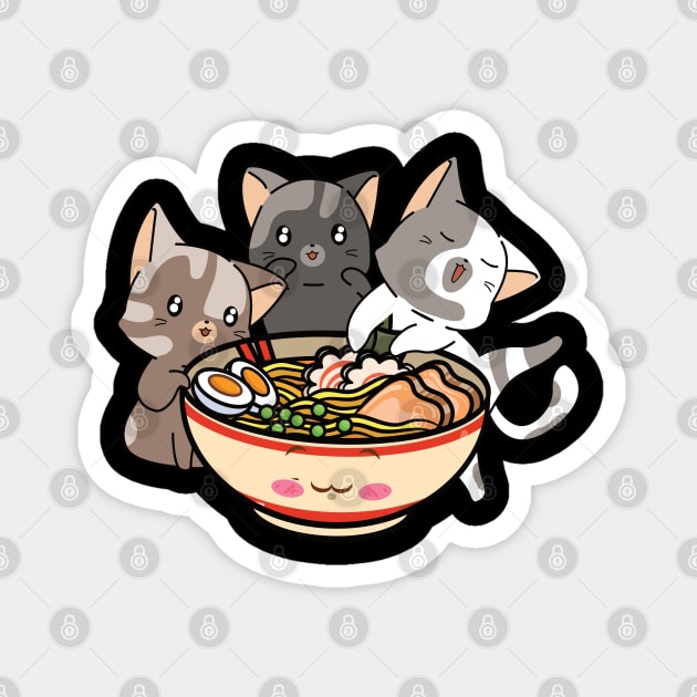 Ramen And Cats Fan Ramen Noodles Noodle Soup Magnet by WoollyWonder