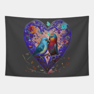 Galentines day and Valentine’s Day parrot’s canoodling Tapestry