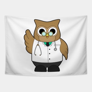 Owl as Doctor with Stetoscope Tapestry