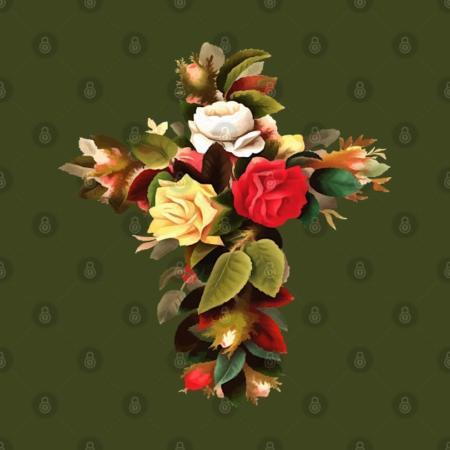 Easter Christian Cross Of Roses Cut Out by taiche