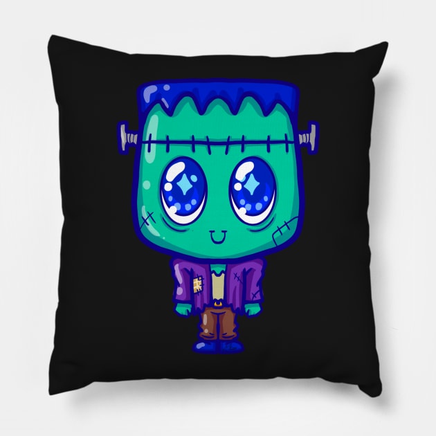 Cute little monster Frankenstein Pillow by koneko