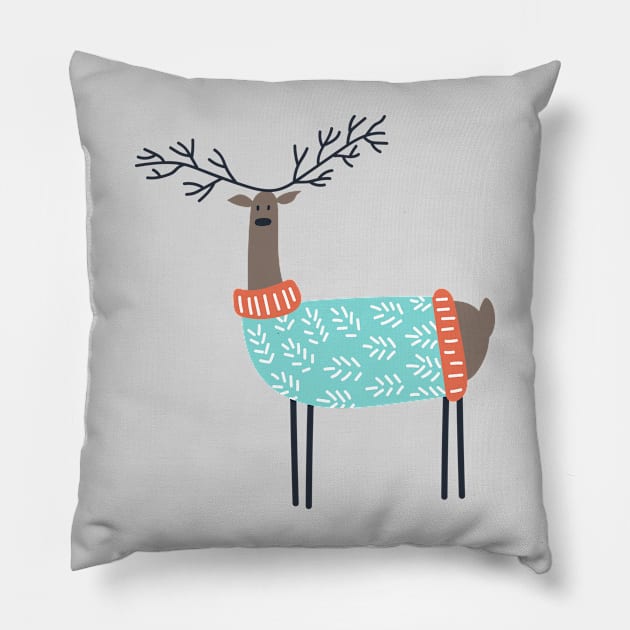 Winter Reindeer Pillow by JunkyDotCom