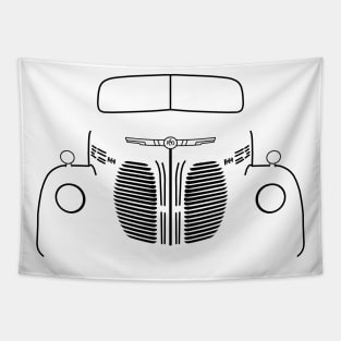 REO Speedwagon 1940s classic truck black outline graphic Tapestry