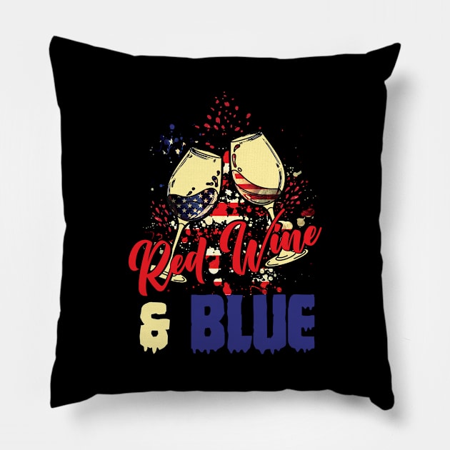 4th July Red Wine And Blue America USA Flag Independence Pillow by anesanlbenitez