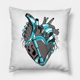 Blue Grey No 2 Musical Heart Pillow