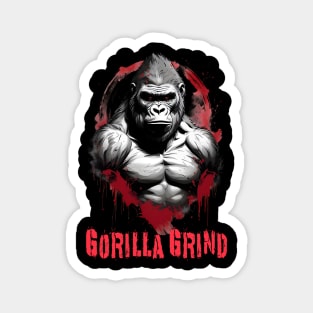 Fierce Silverback Gorilla Grind Distressed Design Magnet