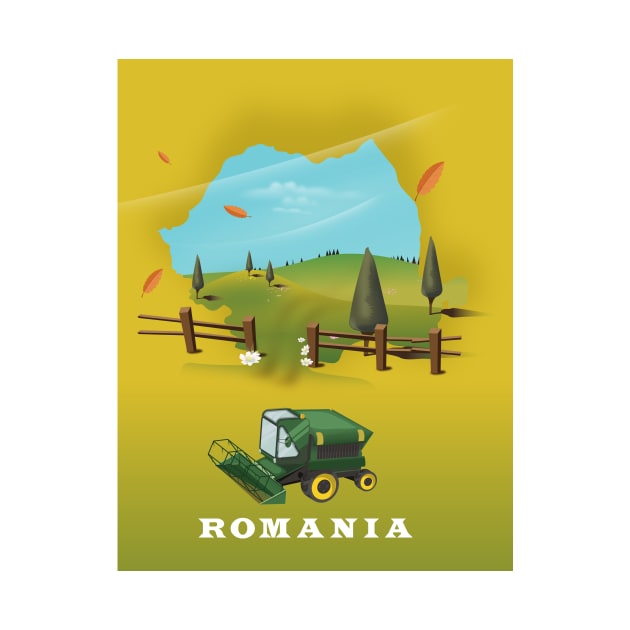 Romania Map Travel poster by nickemporium1