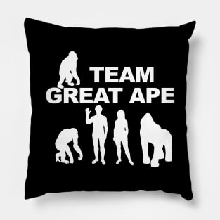 TEAM GREAT APE Gorilla Human Chimpanzee Orangutan Hominidae Pillow