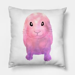 cute watercolor bunny sweet watercolour pink purple rabbit Pillow