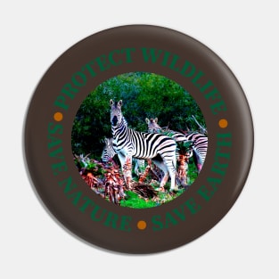 Wildlife Conservation Earth Day Zebras Pin