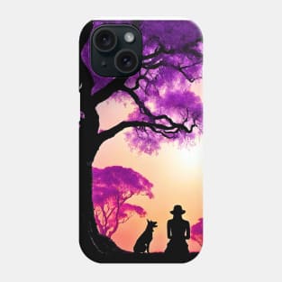 Young Woman and Best Pal Dog Under Jacaranda Tree Phone Case