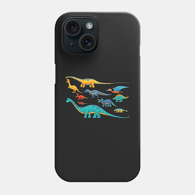 Dinosaur Sticker Collection - To Scale! Phone Case by Rowena Aitken