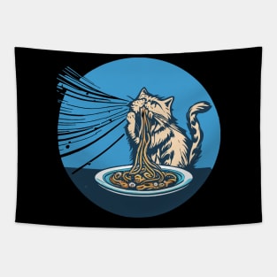 Cat Eating Spaghetti Tapestry