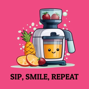 Fruit Juicer Sip, Smile, Repeat Funny Healthy Novelty T-Shirt