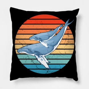 Humpback Whales 60s Sunset Pillow
