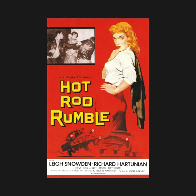 Vintage Drive-In Movie Poster - Hot Rod Rumble by Starbase79