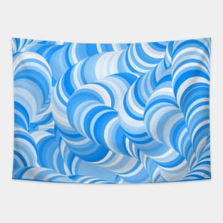 White Blue Swirl Coil Abstract Pattern Tapestry