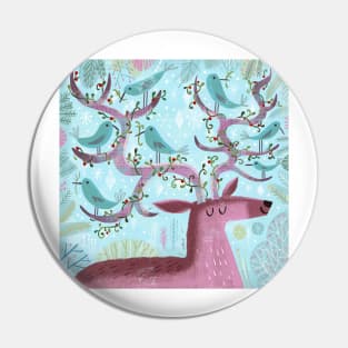 Deer Birds Pin