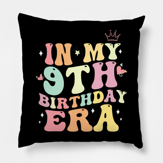 In My 9th Birthday Era Nine 9 years Old Birthday Girl Pillow by Aleem James