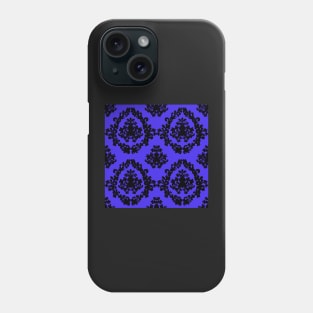 Victorian Damask Black and Blue Phone Case