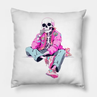 preppy skeleton Pillow