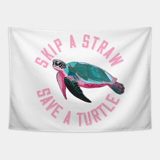 Skip the Straw, Save a Turtle Tapestry by littleprints