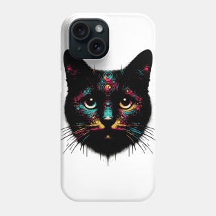 Vintage retro street art graffiti black cat Phone Case