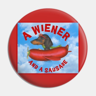 Cute dachshund flying hotdog plane Pin