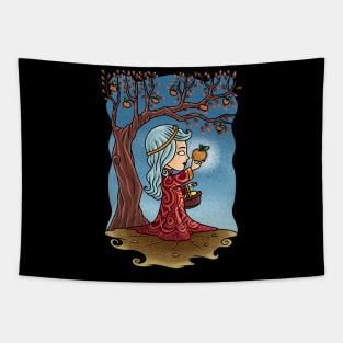 Majestic Idun: Norse Goddess of Youth and Renewal Tapestry