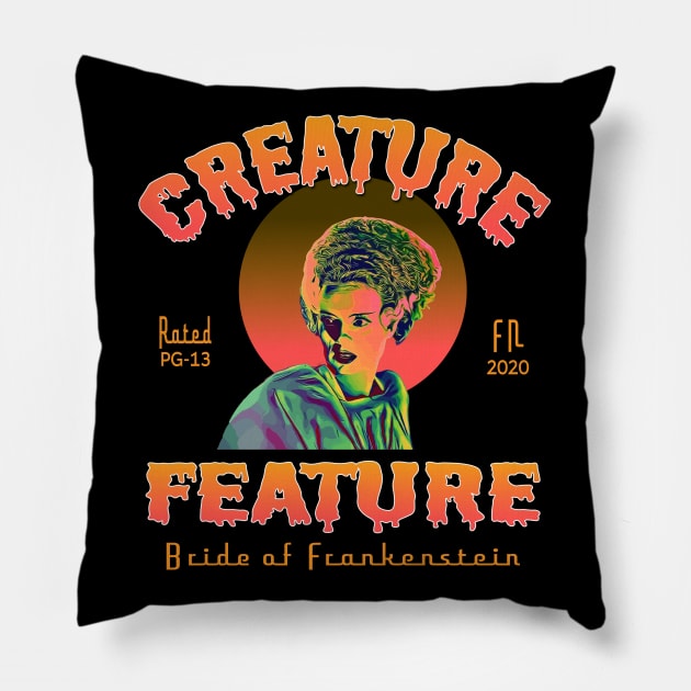 Creature Feature Bride of Frankenstein Pillow by Fuckinuts