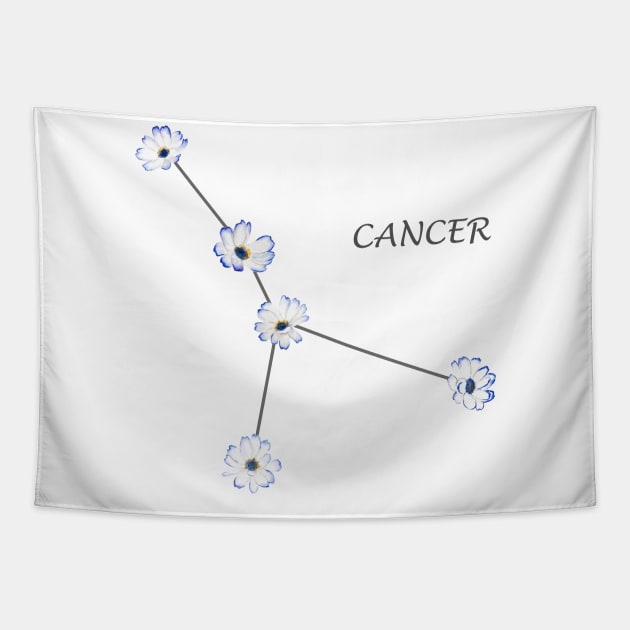 Cancer Zodiac horoscope Constellation Sticker flower Tapestry by colorandcolor