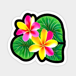 Tropical Plumeria Flowers Magnet