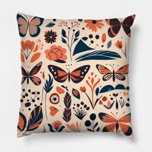 monarch butterflies hand drawing pattern Pillow