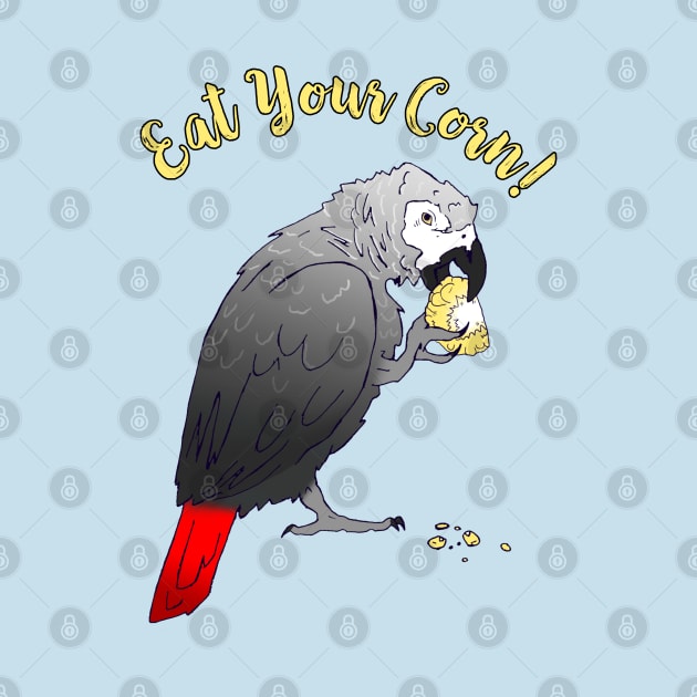 African Grey Parrot eating Corn by Einstein Parrot