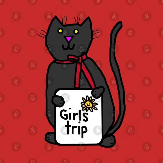 Cute Black Cat goes on Girls Trip by ellenhenryart