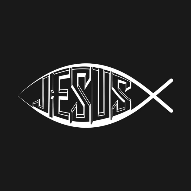 I Love Jesus Christ Fish. Christian Religious Art Design by kamodan