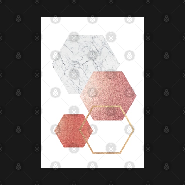 Geometric hexagon Modern wall art Pink/marble by CharlieCreates