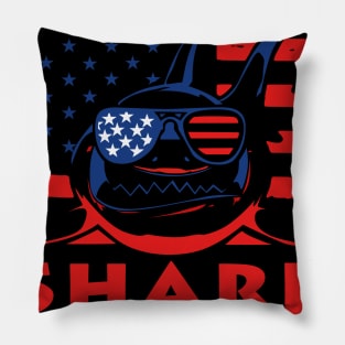 Mama Shark American Flag July Of 4th Pillow