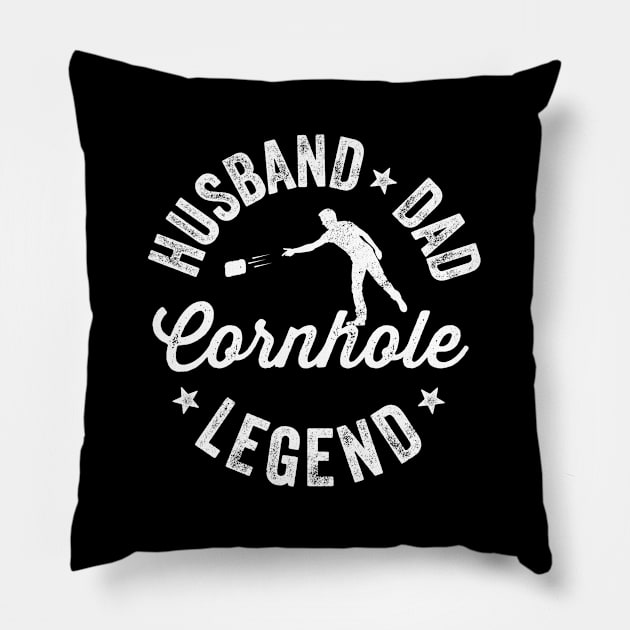 Cornhole Shirt Vintage Funny Husband Dad Cornhole Legend Pillow by Happy Lime