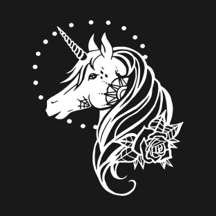 Unicorn Kids Tee Horse Animals Black And White Shirt Unicorn T-Shirt