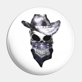 skull art, hat cowboy, bandanas, headband Pin