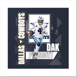 Dak Prescott 4 Dallas Cowboys player football retro poster gift