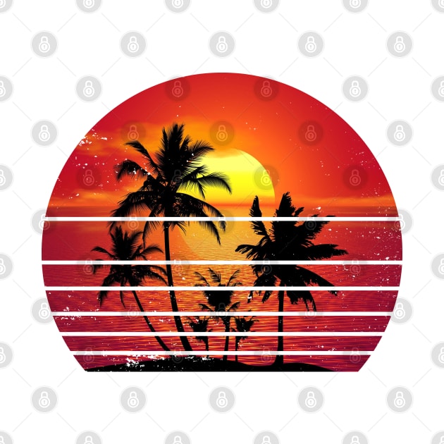 Vintage Retro Sunset Palm Tree by bougieFire